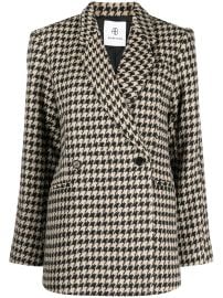 ANINE BING Kaia Houndstooth double-breasted Blazer Black at Farfetch